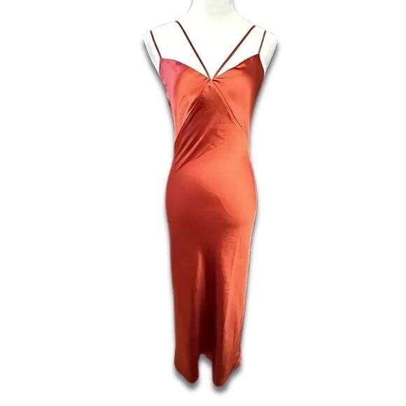 All Saints Vibrant Orange Midi Dress - Picture 2 of 9